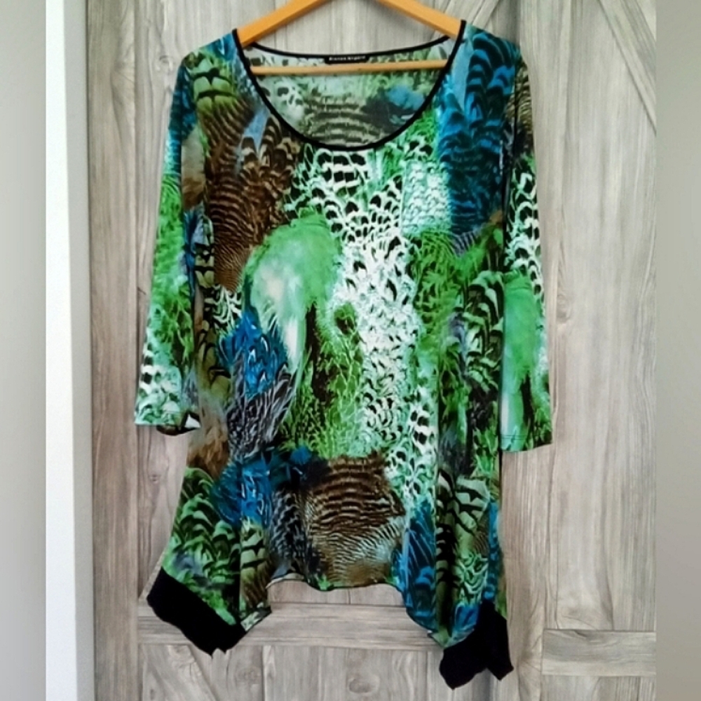 Bianca Nygard Blue Green Tunic Top L